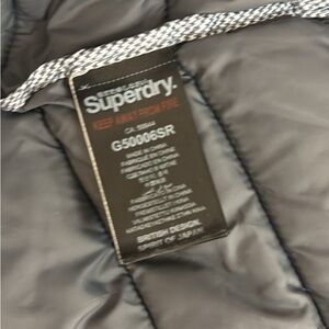 Superdry Padded Jacket in Charcoal Gray with Branded Tag